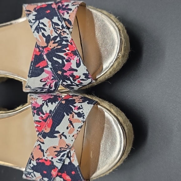 Unisa | Woman's | Floral Print | Wedge Heel | Sandals | Navy & Pink | Size 10M | - Picture 7 of 8